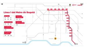 Este es el mapa de las 16 estaciones confirmadas hasta el momento por la Alcaldía de Bogotá