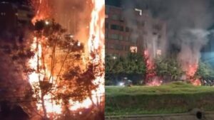 Fuerte incendio frente a Unicentro generó alarma en el norte de Bogotá
