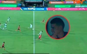 La reacción de James Rodríguez al gol ‘Puskás’ de Edwin Cardona desde la mitad de la cancha